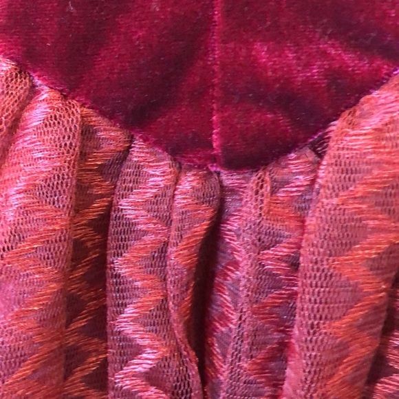 Cider party prom dress velvet and lace burgundy red size  XL strapless - Picture 4 of 11